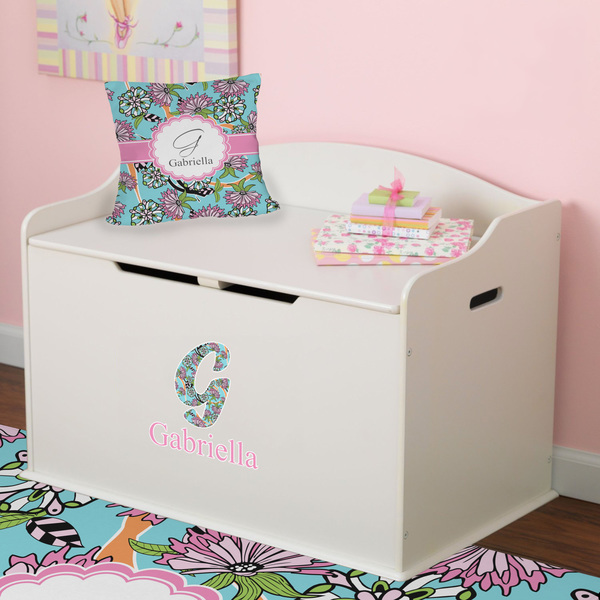 Summer Flowers Wall Name & Initial Small on Toy Chest