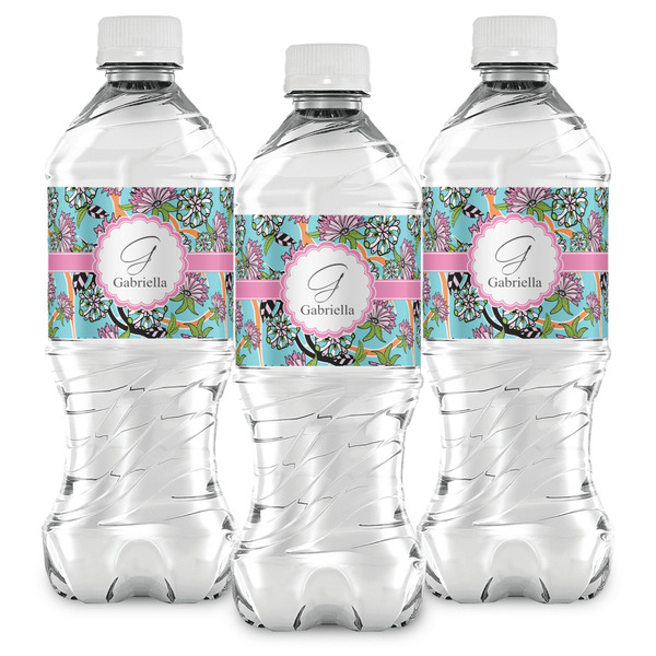 Summer Flowers Water Bottle Labels - Front View