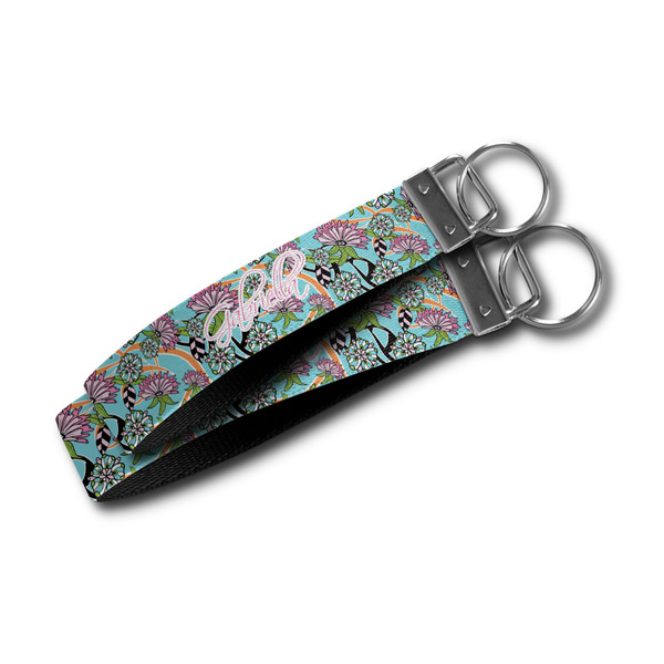 Summer Flowers Webbing Keychain FOBs - Size Comparison