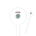 Summer Flowers 4" Round Plastic Food Picks - White - Double Sided (Personalized)