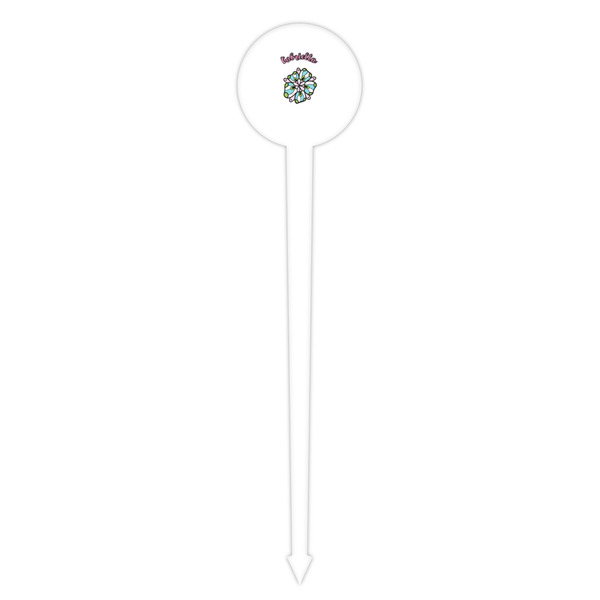 Summer Flowers White Plastic 4" Food Pick - Round - Single Pick