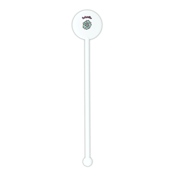 Summer Flowers White Plastic 5.5" Stir Stick - Round - Single Stick