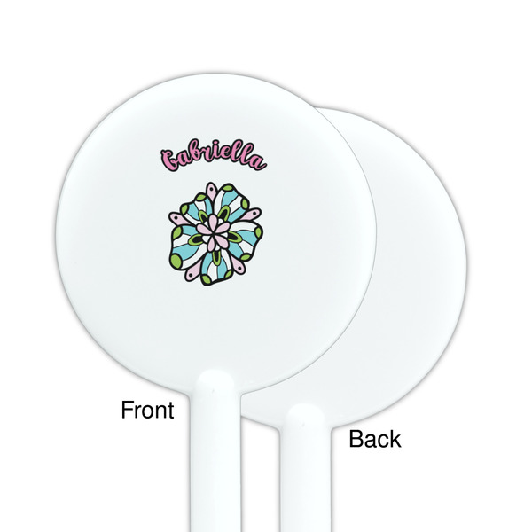 Summer Flowers White Plastic 5.5" Stir Stick - Single Sided - Round - Front & Back