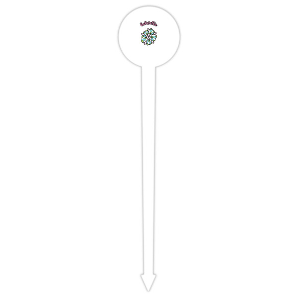 Summer Flowers White Plastic 6" Food Pick - Round - Single Pick