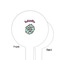 Summer Flowers White Plastic 6" Food Pick - Round - Single Sided - Front & Back