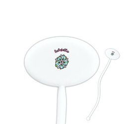 Summer Flowers 7" Oval Plastic Stir Sticks - White - Double Sided (Personalized)