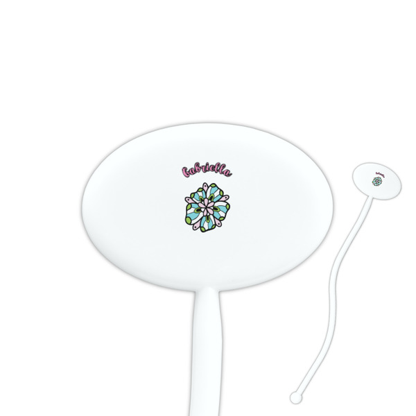 Custom Summer Flowers Oval Plastic Stir Sticks (Personalized)