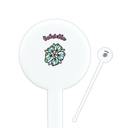 Summer Flowers 7" Round Plastic Stir Sticks - White - Double Sided (Personalized)