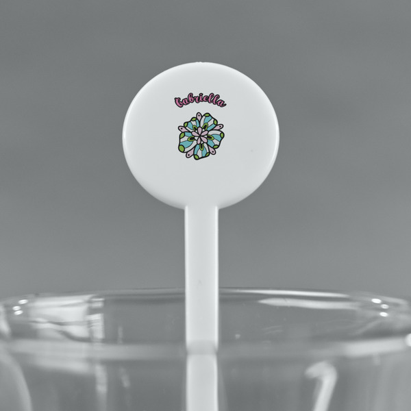 Summer Flowers White Plastic 7" Stir Stick - Round - Main