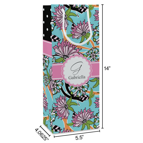 Summer Flowers Wine Gift Bag - Dimensions