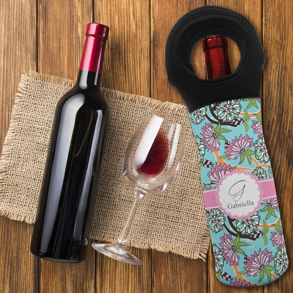 Summer Flowers Wine Tote Bag - FLATLAY