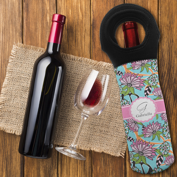 Summer Flowers Wine Tote Bag - FLATLAY