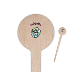 Summer Flowers 4" Round Wooden Food Picks - Single Sided (Personalized)