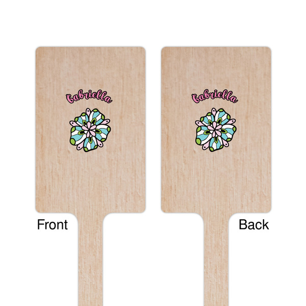 Summer Flowers Wooden 6.25" Stir Stick - Rectangular - Double Sided - Front & Back