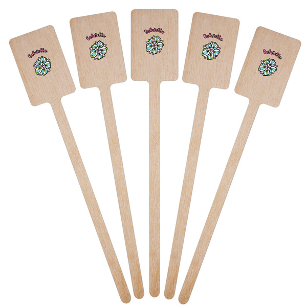 Summer Flowers Wooden 6.25" Stir Stick - Rectangular - Fan View