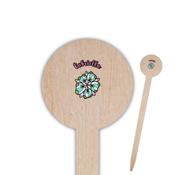 Summer Flowers Round Wooden Food Picks (Personalized)