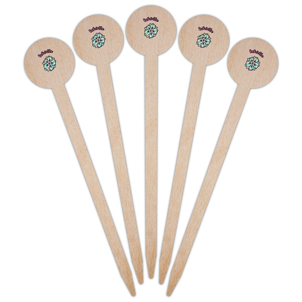 Summer Flowers Wooden 6" Food Pick - Round - Fan View