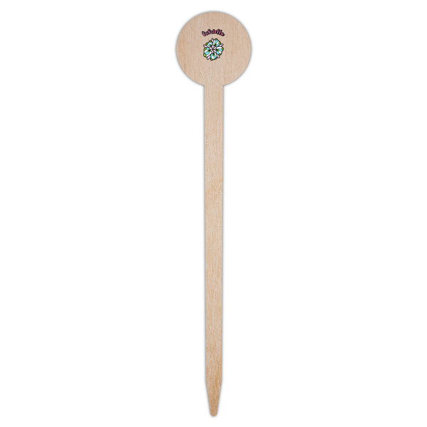 Summer Flowers Wooden 6" Food Pick - Round - Single Pick