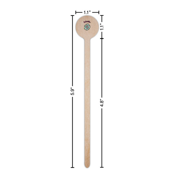 Summer Flowers Wooden 6" Stir Stick - Round - Dimensions