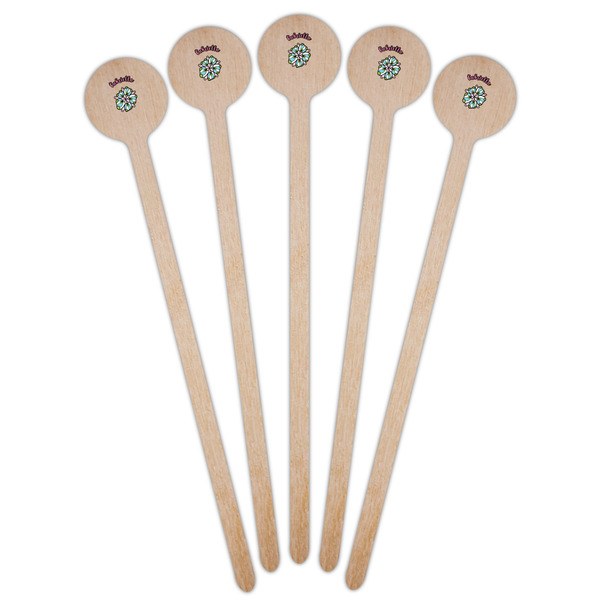 Summer Flowers Wooden 6" Stir Stick - Round - Fan View
