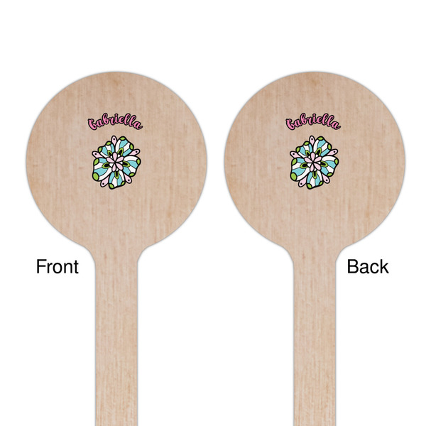 Summer Flowers Wooden 7.5" Stir Stick - Round - Double Sided - Front & Back