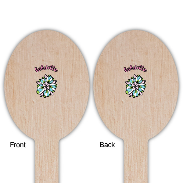 Summer Flowers Wooden Food Pick - Oval - Double Sided - Front & Back