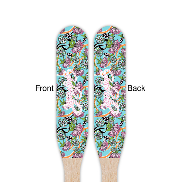 Summer Flowers Wooden Food Pick - Paddle - Double Sided - Front & Back