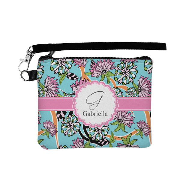 Custom Summer Flowers Wristlet ID Case w/ Name and Initial