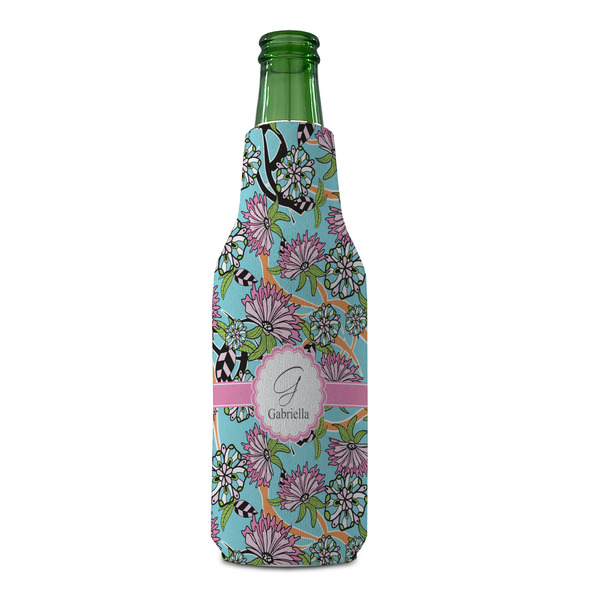 Summer Flowers Zipper Bottle Cooler - FRONT (bottle)