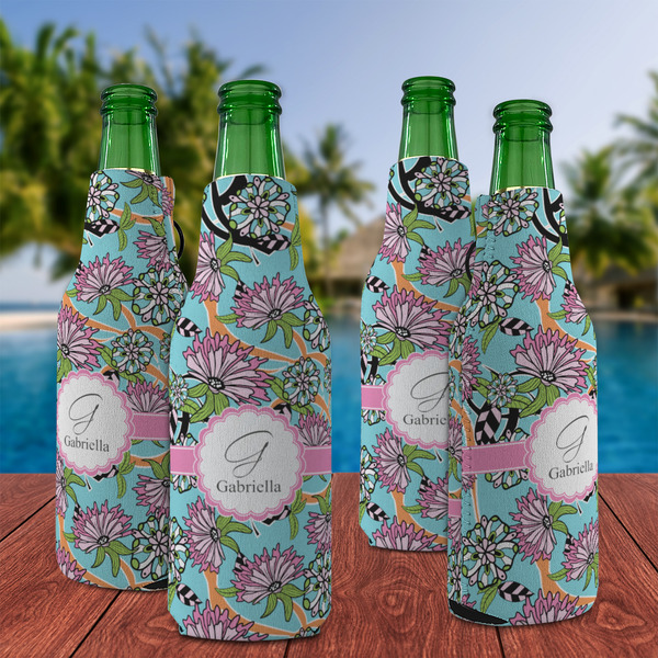 Summer Flowers Zipper Bottle Cooler - Set of 4 - LIFESTYLE