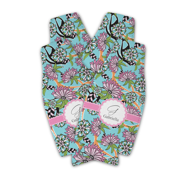 Custom Summer Flowers Zipper Bottle Cooler - Set of 4 (Personalized)