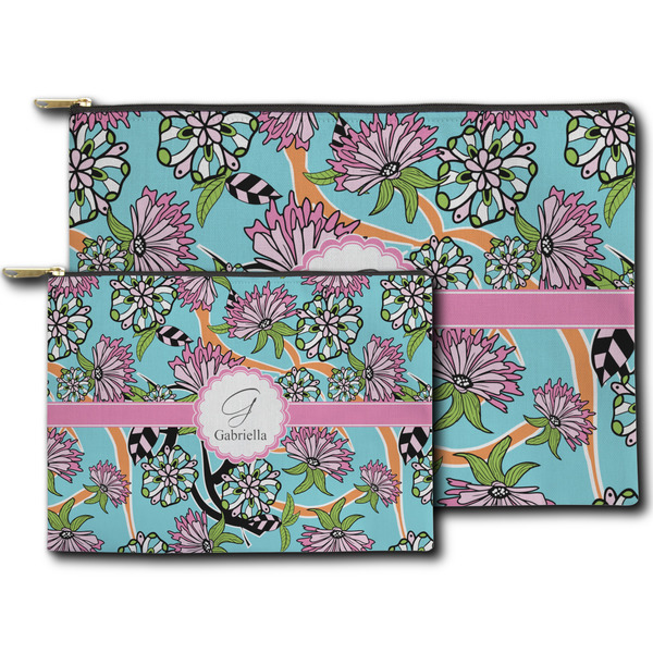 Summer Flowers Zippered Pouches - Size Comparison