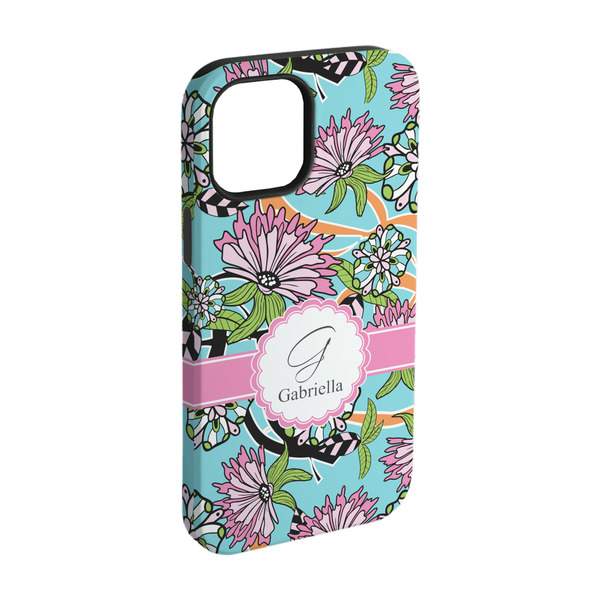 Custom Summer Flowers iPhone Case - Rubber Lined - iPhone 15 Pro (Personalized)