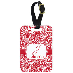 Swirl Metal Luggage Tag w/ Name and Initial