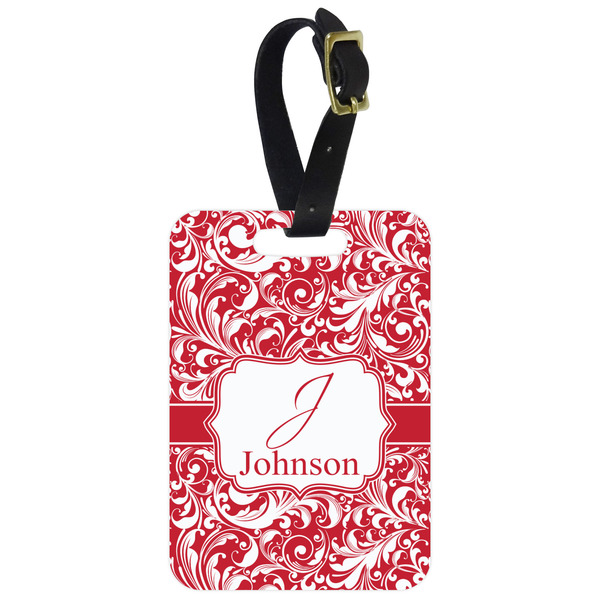 Custom Swirl Metal Luggage Tag w/ Name and Initial