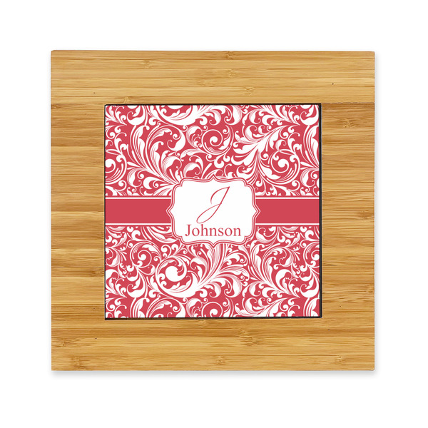 Custom Swirl Bamboo Trivet with Ceramic Tile Insert (Personalized)