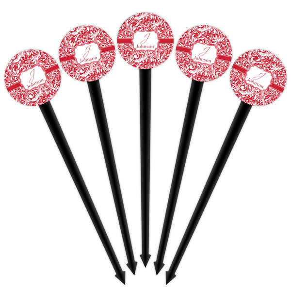 Swirl Black Plastic 4" Food Pick - Round - Fan View