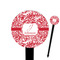 Swirl 6" Round Plastic Food Picks - Black - Single Sided (Personalized)