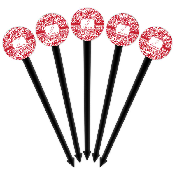 Swirl Black Plastic 6" Food Pick - Round - Fan View