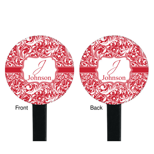 Swirl Black Plastic 7" Stir Stick - Double Sided - Round - Front & Back