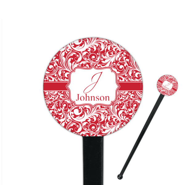 Custom Swirl 7" Round Plastic Stir Sticks - Black - Single Sided (Personalized)