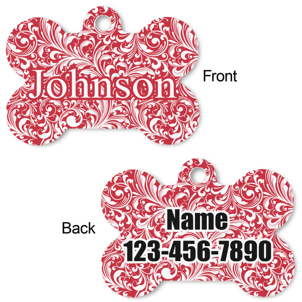 Swirl Bone Shaped Dog Tag - Front & Back