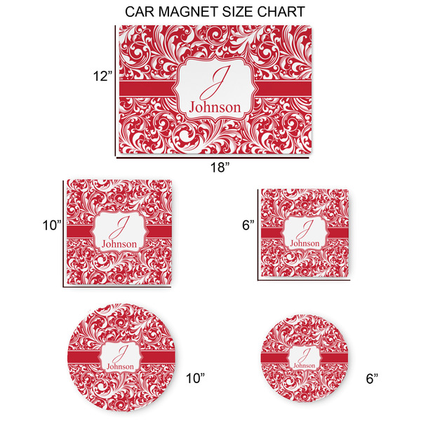 Swirl Car Magnets - SIZE CHART