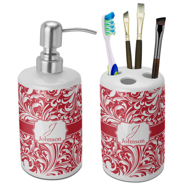 Custom Swirl Ceramic Bathroom Accessories Set (Personalized)