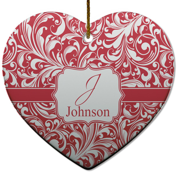 Swirl Ceramic Flat Ornament - Heart (Front)