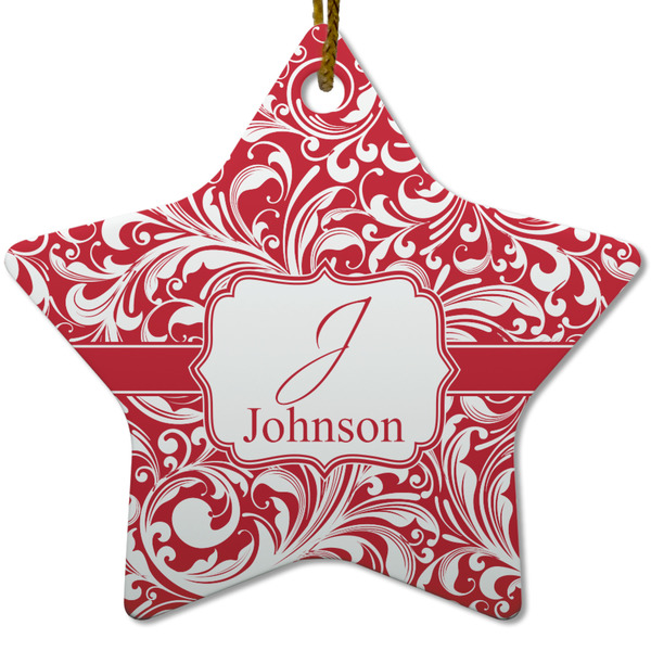 Swirl Ceramic Flat Ornament - Star (Front)
