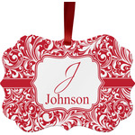 Swirl Metal Frame Ornament - Double Sided w/ Name and Initial