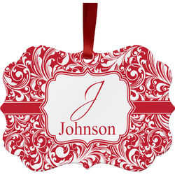 Swirl Metal Frame Ornament - Double Sided w/ Name and Initial