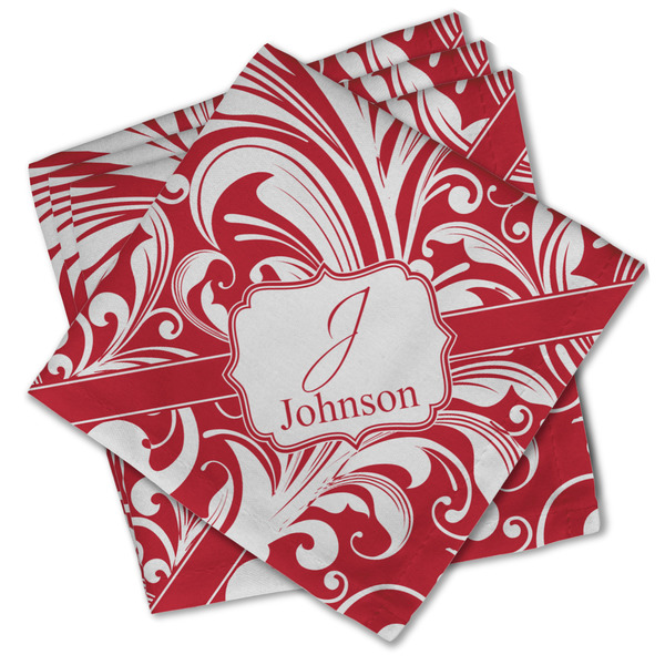 Custom Swirl Cloth Cocktail Napkins - Set of 4 w/ Name and Initial