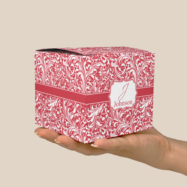 Swirl Cube Favor Gift Box - On Hand - Scale View